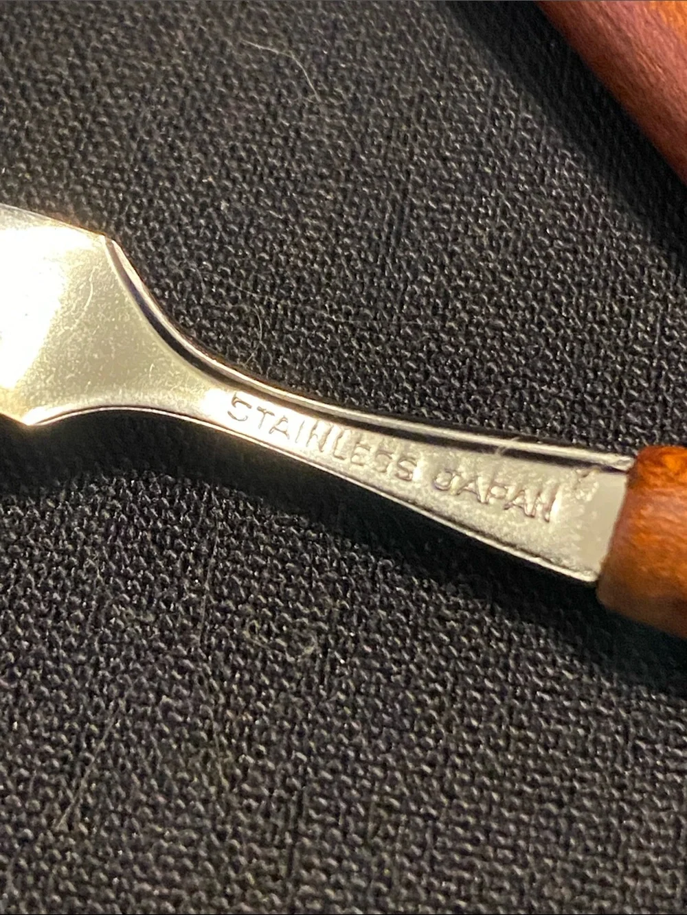 Vintage Set of 5 Cocktail / Cheese / Appetizer Fork stainless steel & wood Japan